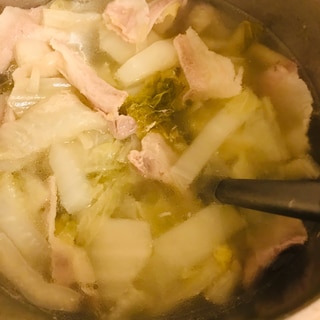 白菜　豚バラ　塩スープ　インスタントポッド